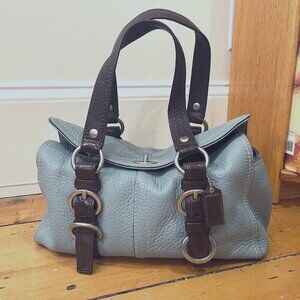 Vintage Coach Leather Handbag in Baby Blue and Brown